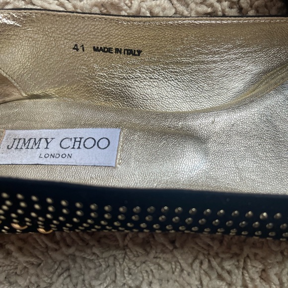 JIMMY CHOO BALLERINAS IN BLACK
SUEDE WITH GOLD STUDS - Picture 9 of 11